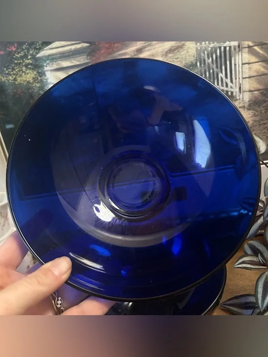 Vintage Cobalt Blue Glass Medium Serving Bowls - Set of 2 - Picture 4 of 7